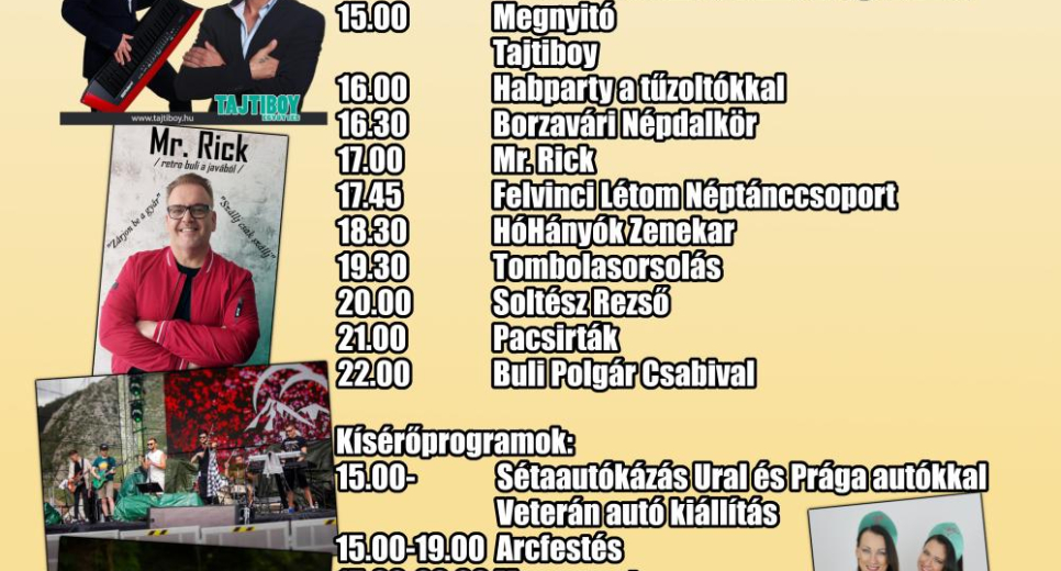 BORZAVÁRI NYÁRBÚCSÚZTATÓ FESZTIVÁL