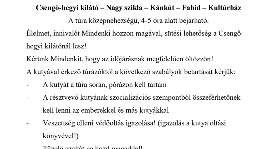 Túra a Csengő-hegyi kilátóhoz