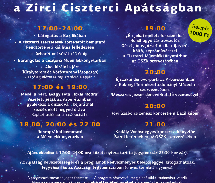 Múzeumok Éjszakája a Zirci Ciszterci Apátságban