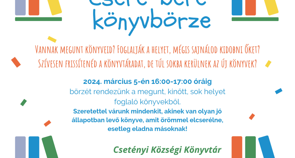 Könybörze a Csetényi Könyvtárban