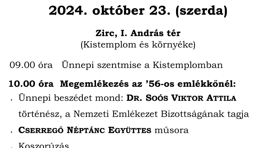 Megemlékezés az 1956-os forradalom és szabadságharcra