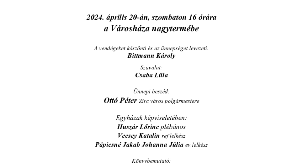 A Zirci Országzászló Alapítvány 20 éves jubileumi ünnepsége és könyvbemutató