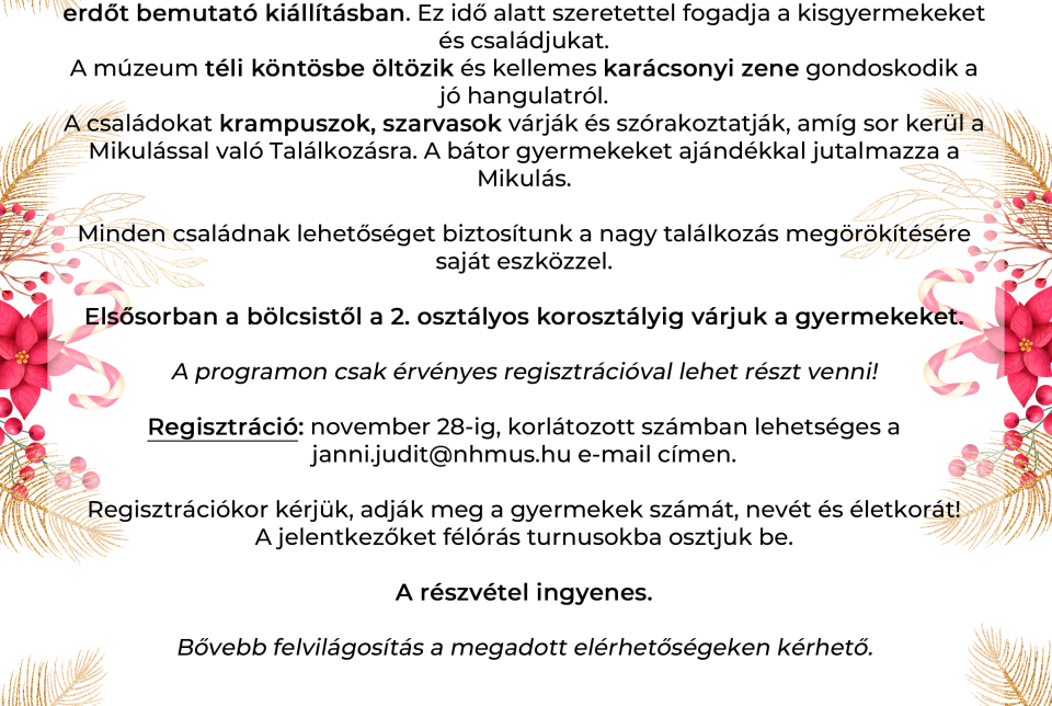 Gyere és találkozz a Mikulással a Múzeumban!