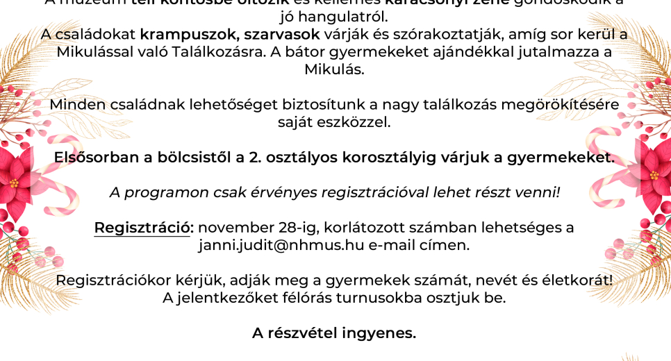 Gyere és találkozz a Mikulással a Múzeumban!
